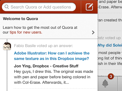 Top stories ios iphone menu new post posts quora search tab bar text top stories ui