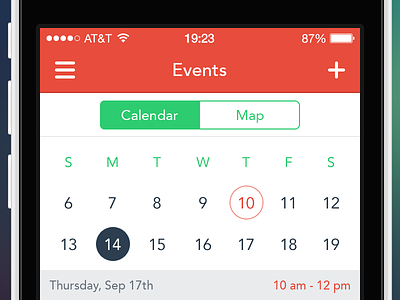 Events screen app colorful engaging flat ios7 ui user interface vd