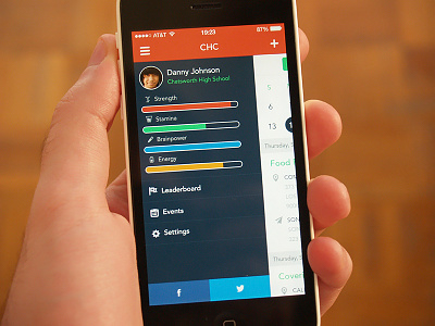 Menu screen app drawer ios ios7 iphone menu mobile profile side menu ui