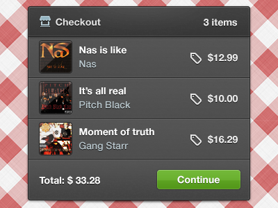 Quick checkout checkout dark dj premier hip hop music shopping ui user interface
