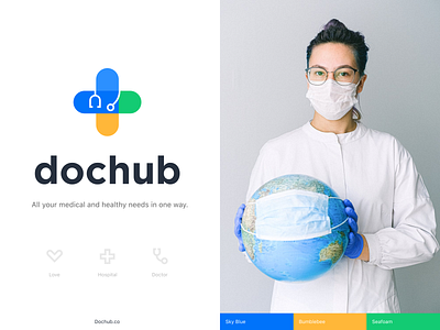 Dochub Logo 🚑 application branding design flat icon illustration logo minimal ui vector