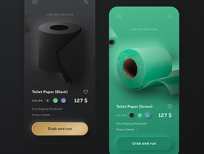 Сoronavirus go away 🤢 app card coronavirus design green interface iphone mobile neumorphism shop sketch skeuomorphic toilet paper toiletpaper ui