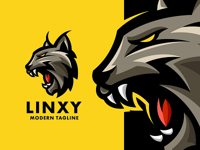 Lynx , Big Cat Modern Mascot Logo angry animal bobcat cartoon cat design head illustration isolated lion lynx wildcat