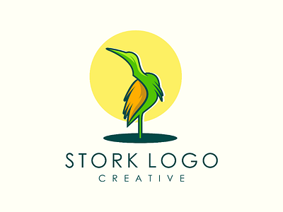 Stork heron animal bird branding colourful design endr heron ilustration logo modern