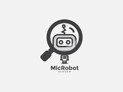 Microbot - Logo Design/Illustration bot cute design graphic design illustration logo logo design logos magnify micro robot zoom
