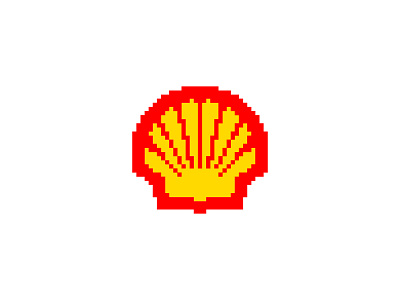 Shell - Everyday Pixel Art Logo design logo logo design logos minimal minimalism minimalist pixel pixel art red shell yellow