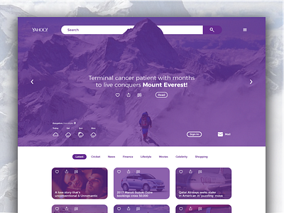 Yahoo! - Landing Page Redesign app branding design flat minimal search type ui ux vector web yahoo