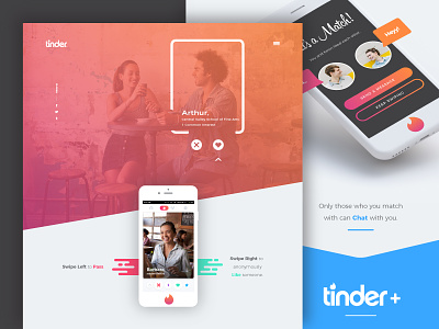 Tinder - Landing Page Redesign app branding dating design flat minimal tinder type ui ux vector web