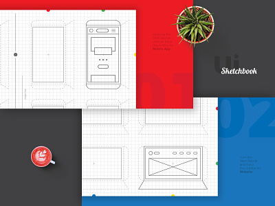 Ui Sketchbook Features 01 & 02 design mobile app print prototype rough sketch sketchbook template ui ux web design website