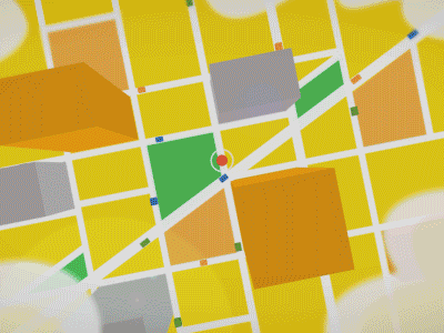 City Walking map geo man walk business motion gif plane building walking cycle city