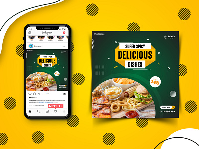 Social Media Design burger delivery app eye catchy fast food food banner pasta pizza