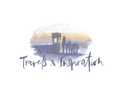 Watercolor castle logo for a travel blog