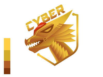 Cyber Dragon Gold branding club cyber dragon esport gold identity illustration logo mascot premium robot tech technology