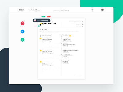 Cezan - Reinventing Your Resume dashboard debut interface react resume resume builder ui design webapp