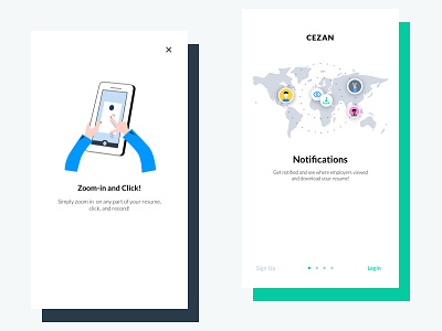 Cezan Mobile! illustrations ios login mobile notifications onboarding signup