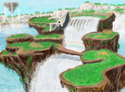 Between Waterfalls design illustration