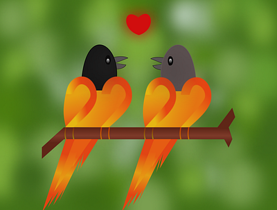 Birds in love animals apps birds design flying gradient gradient design green illustration illustration design illustrator love nature vector web