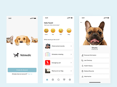 Mobile design for a pet clinic - Vetmedic