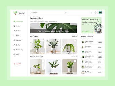 Dashboard for a plant shop website design e commerce flower shop webpage flower shop website plant dashboard plant shop plant shop design plant shop webpage plant webpage plant website ui ui design ui ux web page