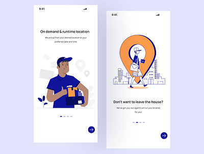 Onboarding screens for a logistics app delivery app delivery ui design dispatch app food delivery food delivery app logistics ui logisticsapp mobile app onboardingscreens ui design