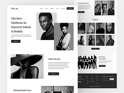 Talent & modelling agency landing page