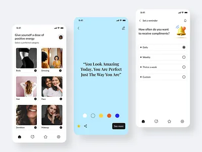 Body positivity app affirmation app body positivity app daily affirmation app design mobile app mobile design mobile ui positivity positivity app praise app ui ui design