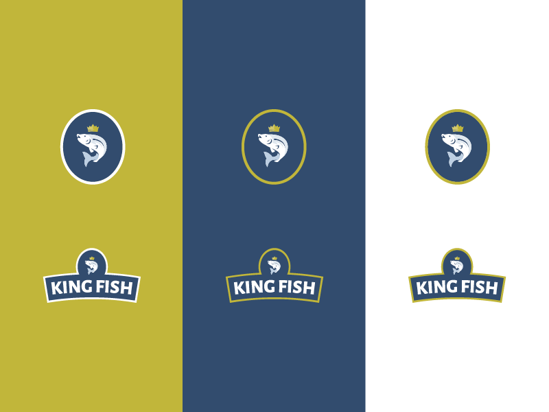 KING FISH crown fish king icon illustration vector branding design geometry shift kyrgyzstan logo