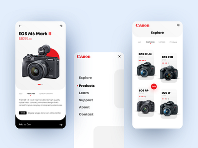 Canon App Design app app design app ui application canon clear design mobile mobile app photography ui ux