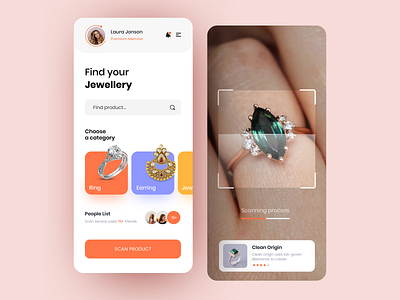 Jewellery Scan App app app design application beauty clear design mobile mobile app scan ui ux