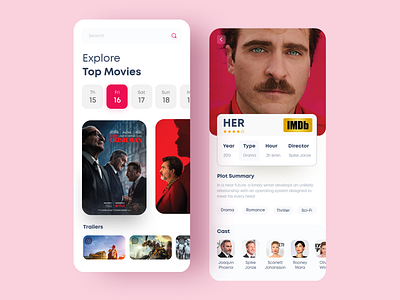 Daily UI - 01 app app design app ui cinema design mobile mobile app movie pink ui ux