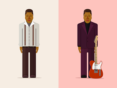 Muddy Waters blues character character design flat design guitar illustration music musician vector