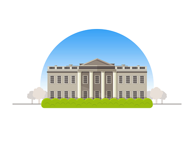 The White House architecture building flat flat illustration flat illustrations flatdesign house lawn sky vector white house whitehouse