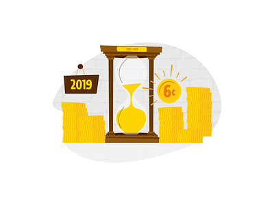 Yellow The Last Book Illustration #04 2019 coins digital art finance flat hour hour glass hourglass illustration illustration art illustration design money money app profit time timeline vector