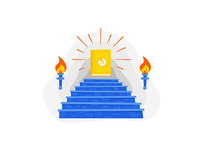 Yellow The Last Book Illustration #07 book cave digital art flames illustration design illustration digital shine stairs stairway steps treasure vector vector illustration vector illustrations