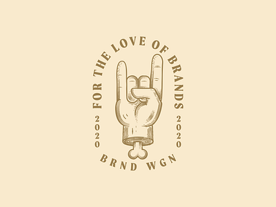 For the Love of Brands. bone branding brands flat hand horns illustration logo logodesign love merch rock and roll sharp serif typography vector