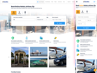 Book Online Hotels, airlines, Cip airlines book hotel responsive design search service slider waves