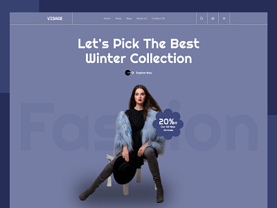Fashion Website banner clean design dress fashion figma graphic design landing page nav ui uiux winter collection