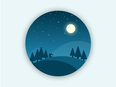 Night flat illustration moon night