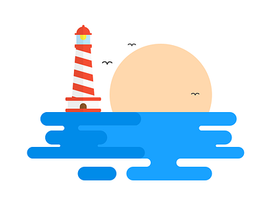 Lighthouse illustration lighthouse ocean sunrise