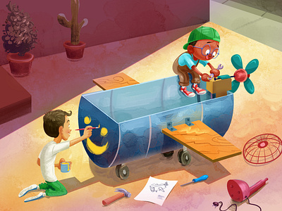 Barrel Plane 2d bookillustrtaion children illustration kidli