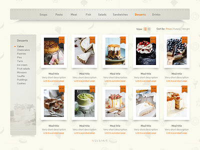 Category Page Food Delivery bakery cakes category ecommerce food products shop store