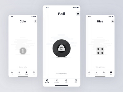 Randy 8ball android app belarus coin flip concept design design dice illustration inspiration ios minimal random randy simple ux ui