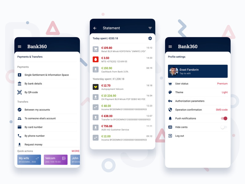 Standard banking operations android app banking belarus concept design design finances fintech inspiration minimal mobile app money transfer payments simple ux ui