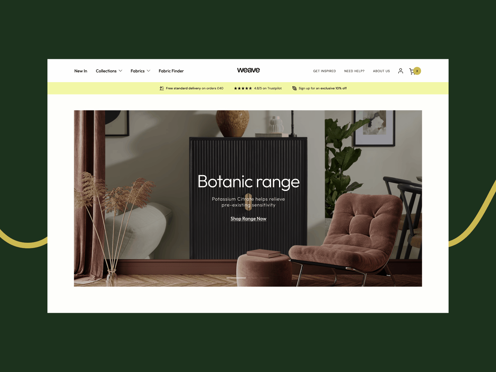 Weave fabrics e com ecommerce fabrics green retro shop vintage web design website