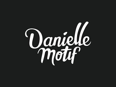 Danielle Motif black brush hand lettering mark type white wordmark