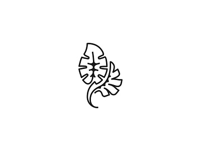 Monstera black design icon line lines logo mark minimal white