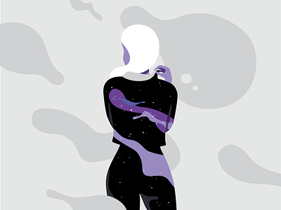 Space Bae black figure illustration minimal space woman