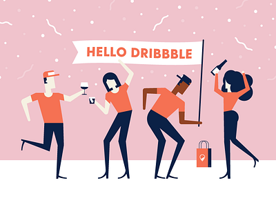 Hello Dribbble! 2018 alcohol dribbble first shot illustration new year