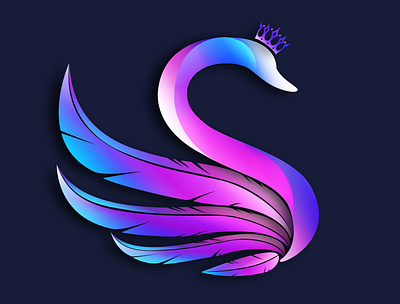 Royal Swan animal bird branding colorful company crown design elegant feather gradient icon illustration logo monarchy royal swan symbol vector