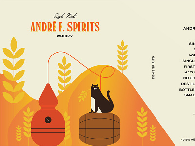 Whisky packaging barley barrel bottle cat design distillery graphic design illustration label packaging still whisky